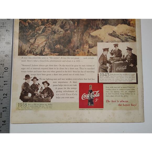 1943 Coca-Cola Print Ad That Extra Something Soldier 5¢ 1940s Patriotic Ephemera - Picture 5 of 7